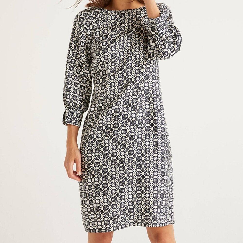Boden Kate Linen Dress French Navy Sun Dial Size 6P